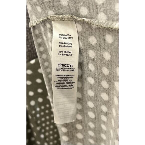 Chicos Striped Dots Easy Tee Top Womens Size 2 US Sz 12 Green Stretch Scoop Neck - Picture 4 of 6